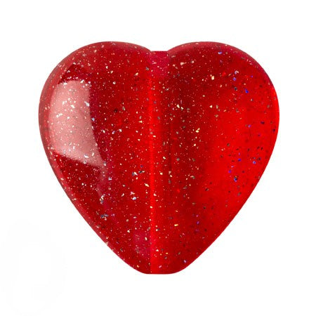 Czech Glass Heart Beads, Transparent Constellation, 4 pcs.