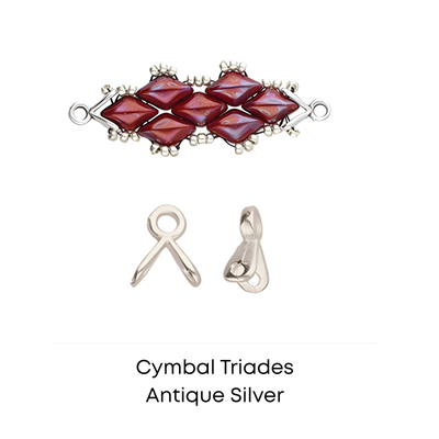 Cymbal Triades, Gemduo Bead Ending or Connector, 4 Pcs.