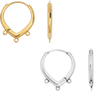 Triple Drop Euro Leverback Earrings, 3 Loops