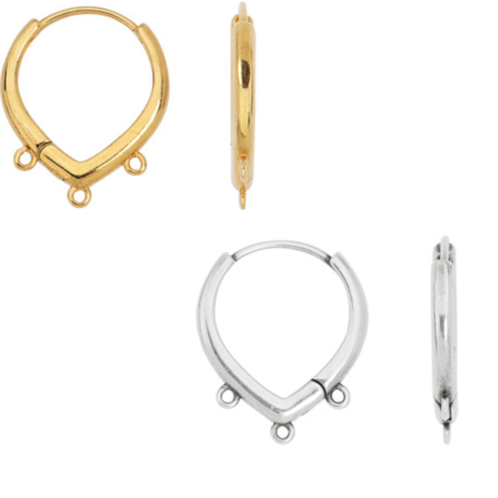 Triple Drop Euro Leverback Earrings, 3 Loops