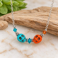 Skull Beads – Orange & Turquoise – 2 Sizes