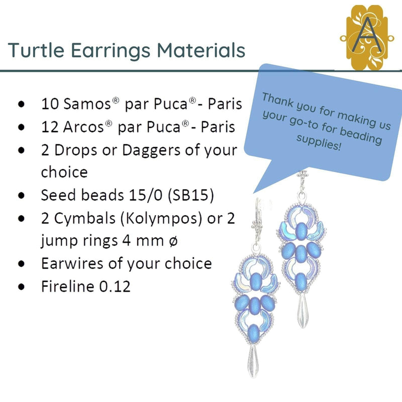 Turtle Earrings Pattern par Puca - The Argus Collection