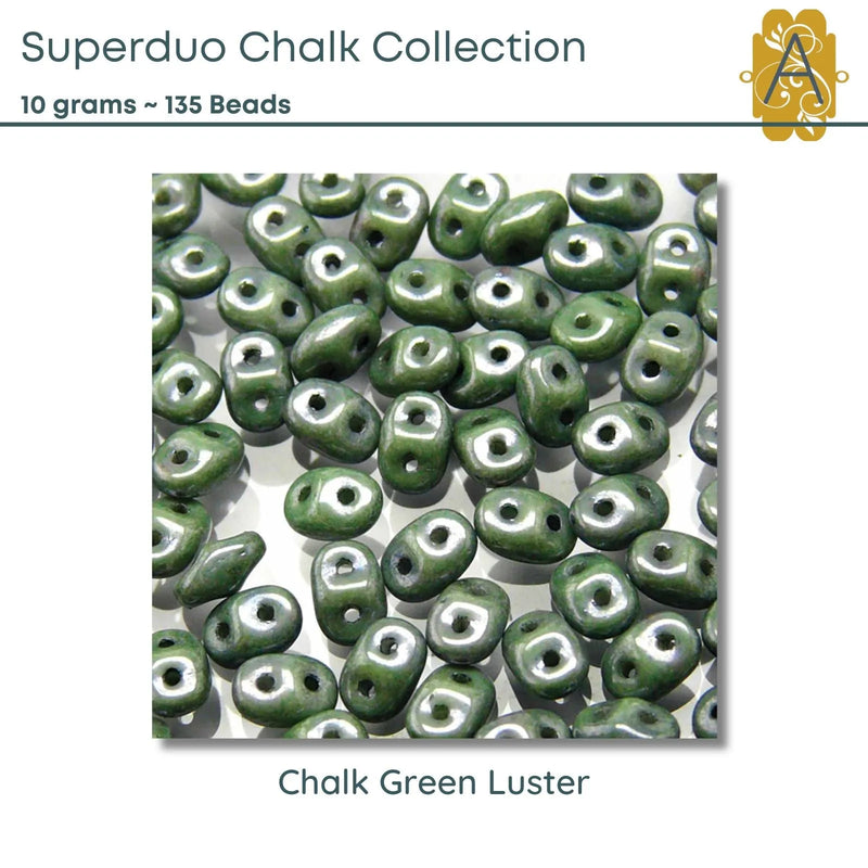 Superduo Beads, 10g., Chalk Collection, 8 Colors - The Argus Collection