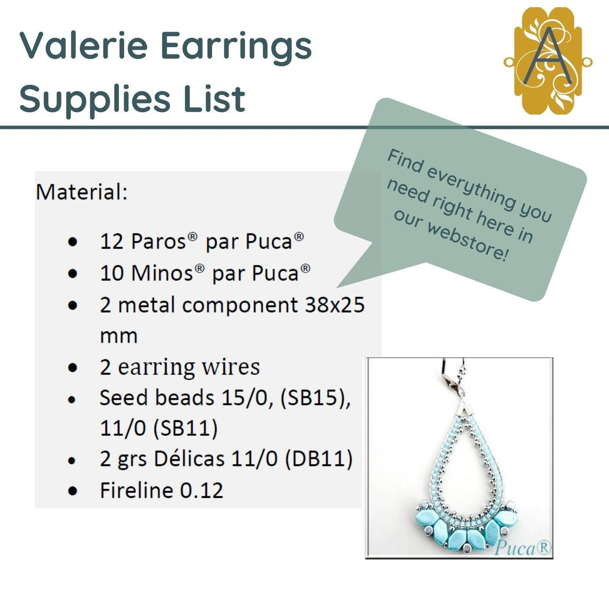 Valerie Earrings Pattern Par Puca - The Argus Collection