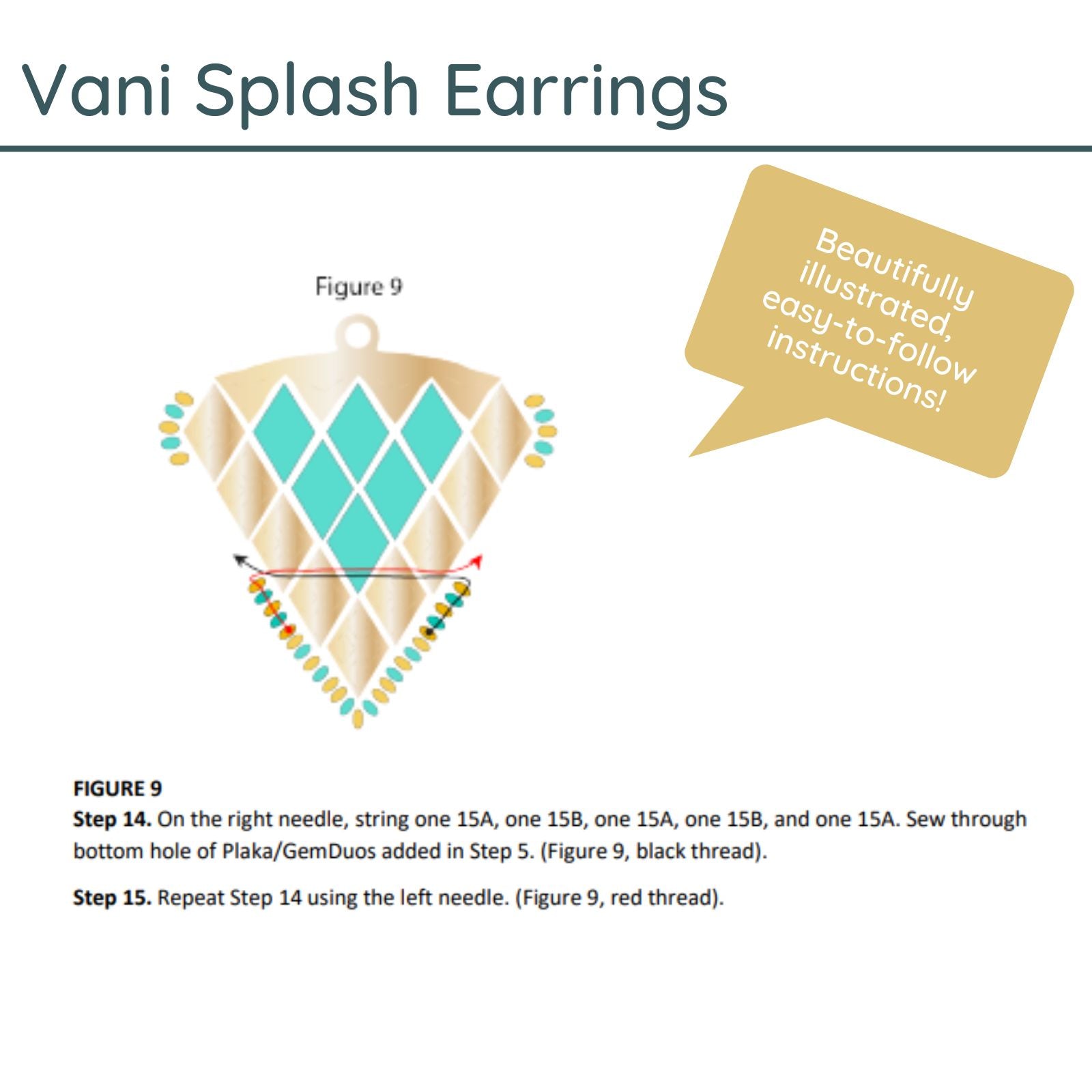 Vani Splash Earrings Pattern by Joanne Zammit