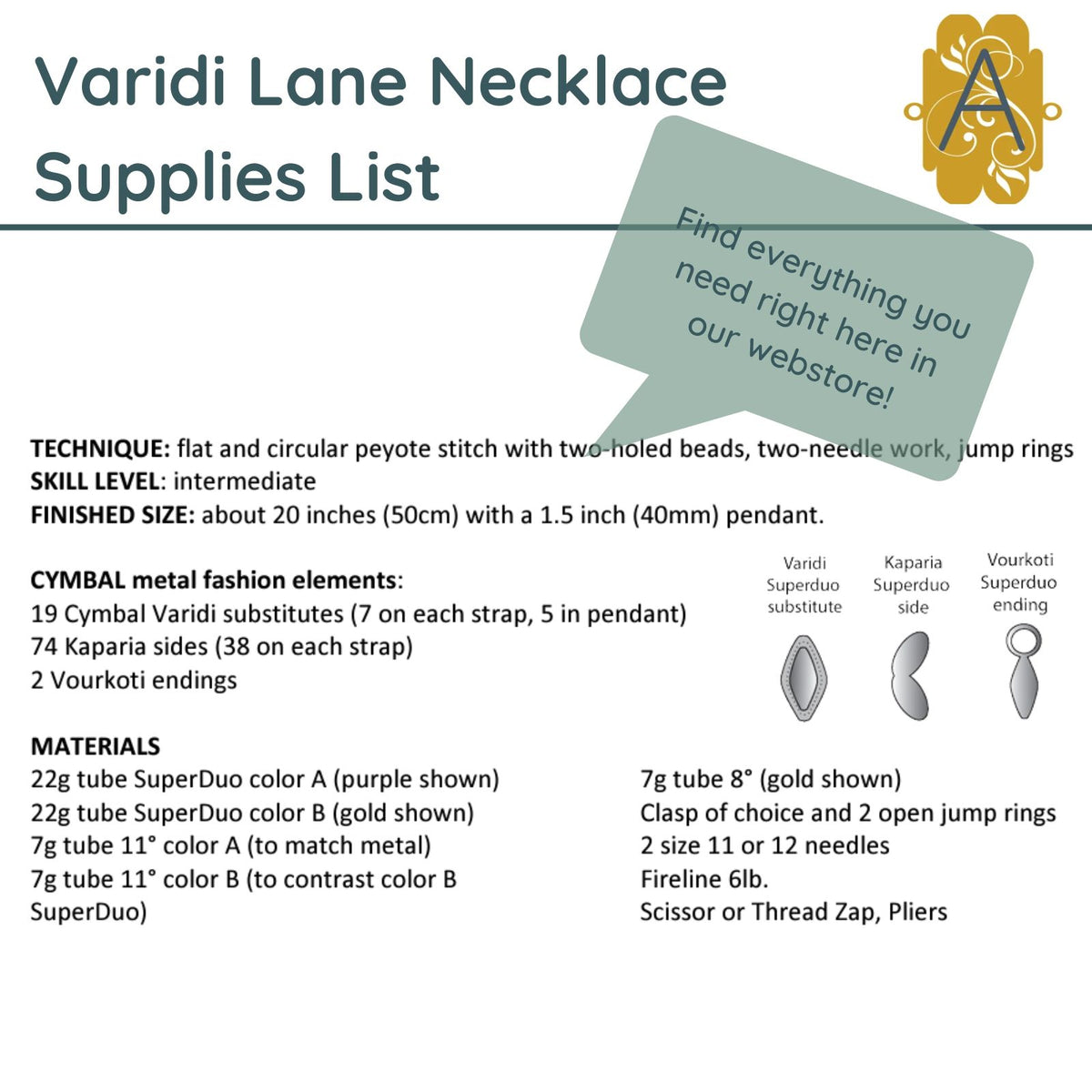 Varidi Lane Necklace Pattern - The Argus Collection