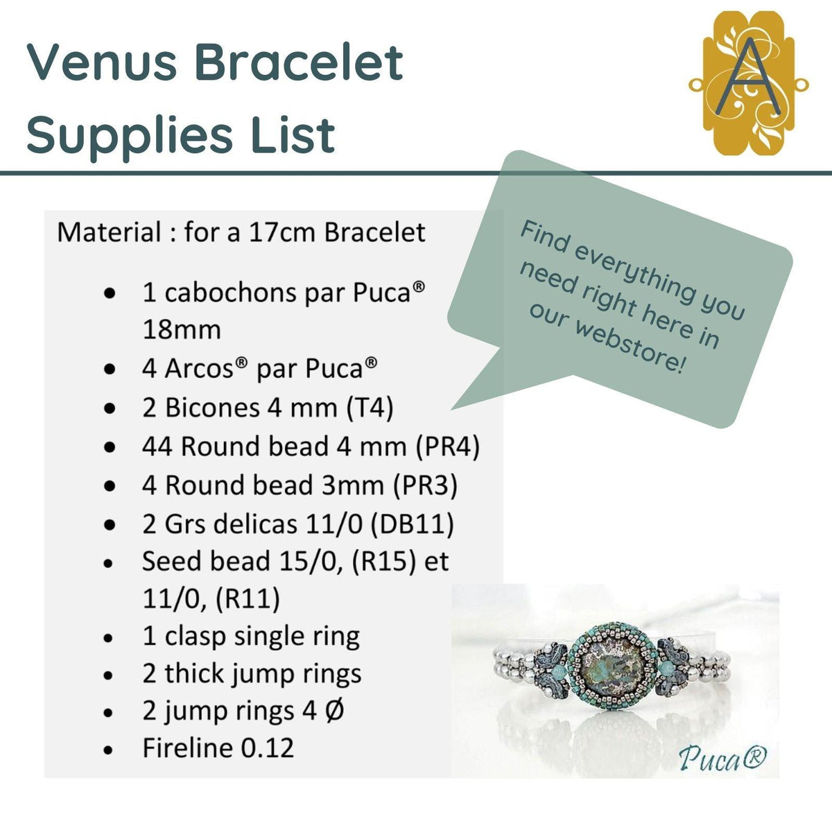 Venus Bracelet Pattern par Puca - The Argus Collection