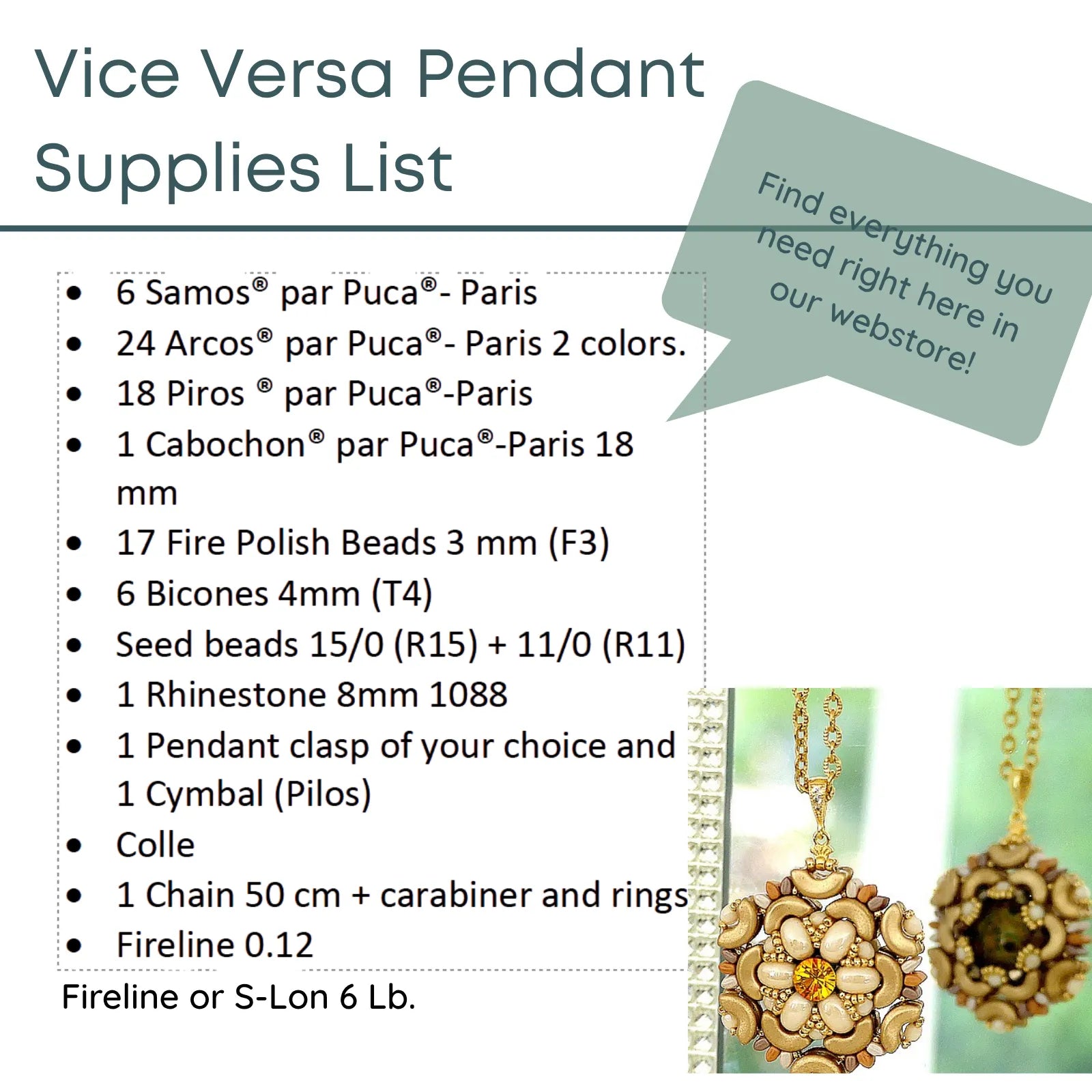 Vice Versa 2-Sided Pendant Pattern par Puca® - The Argus Collection