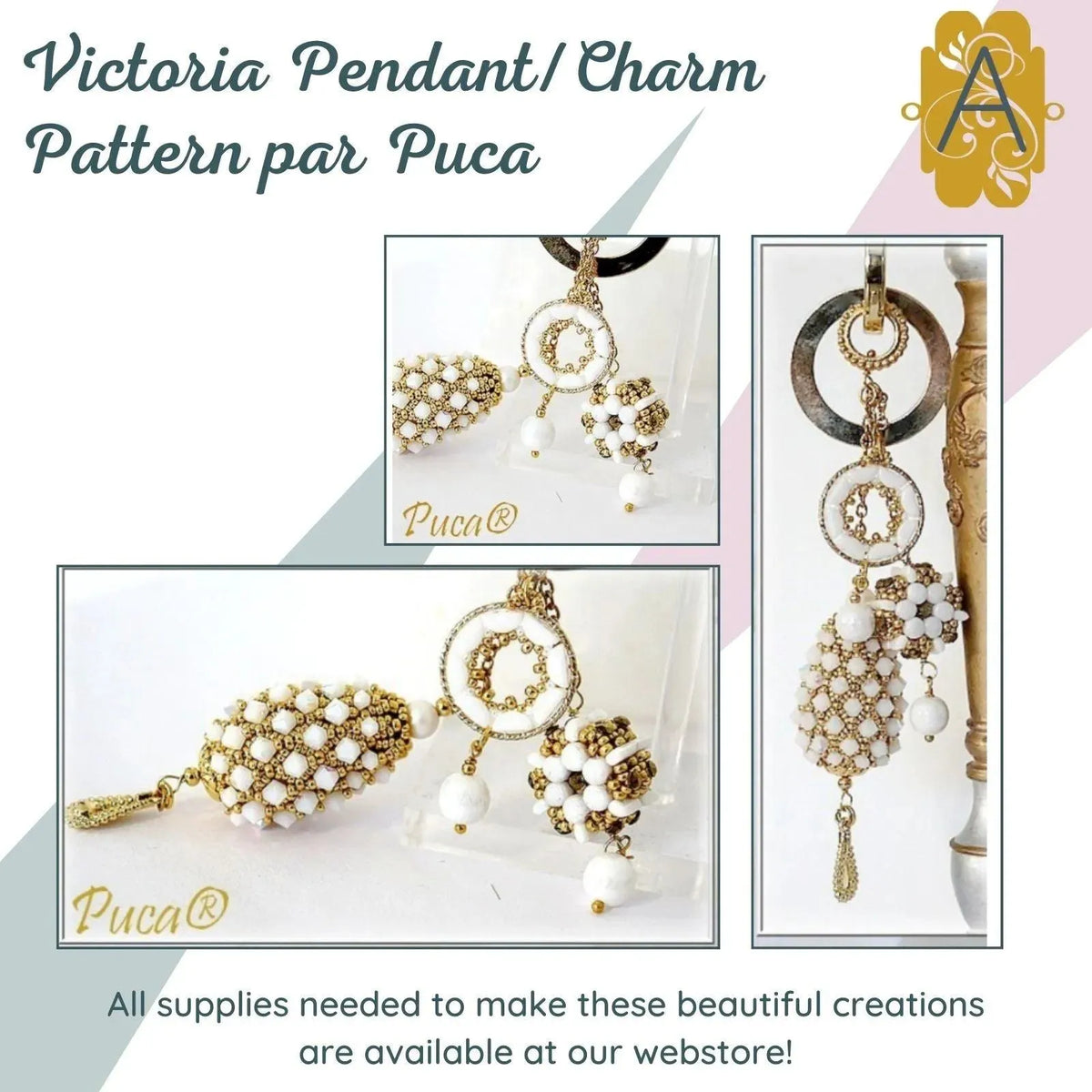 Victoria Bag Charm Pendant Pattern par Puca - The Argus Collection