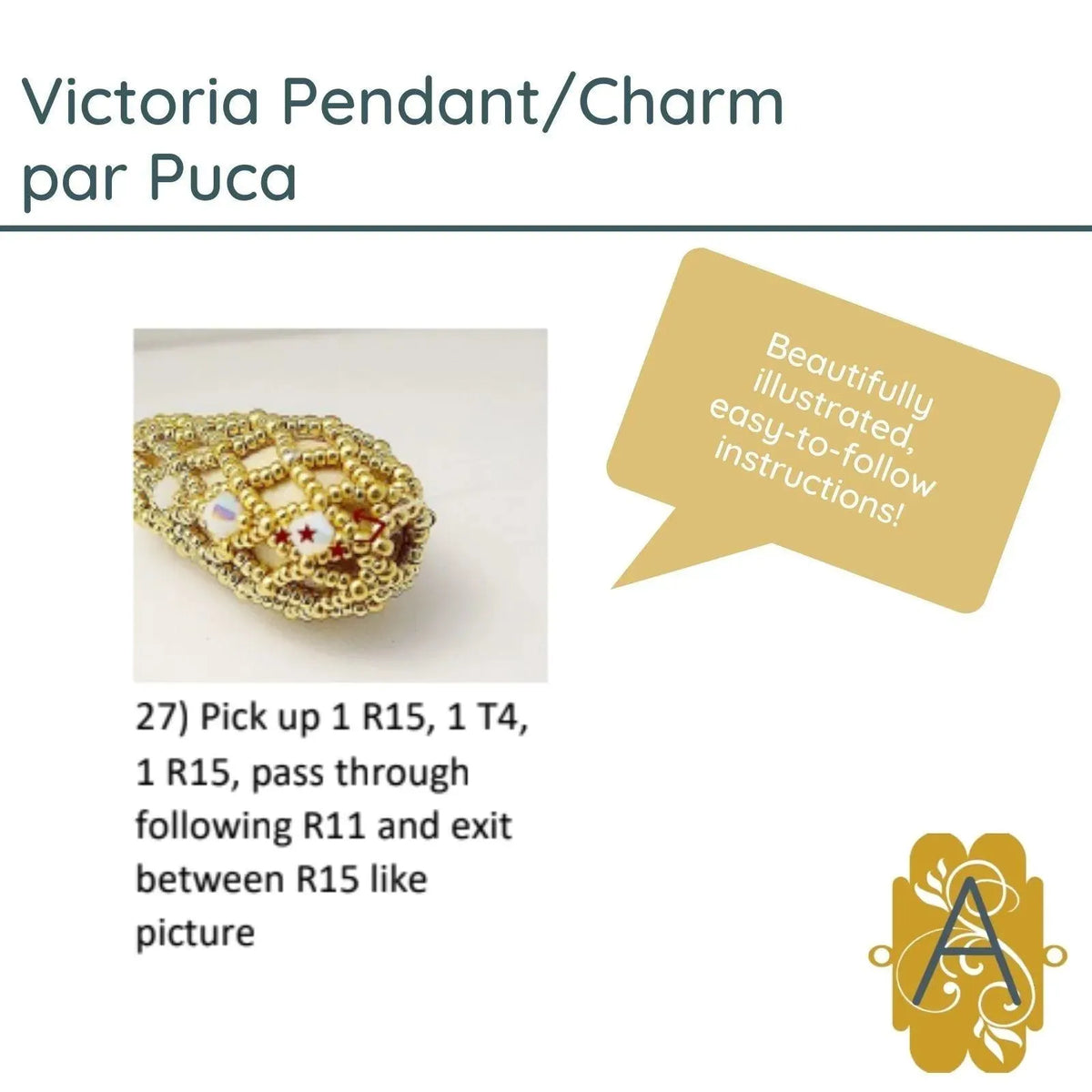 Victoria Bag Charm Pendant Pattern par Puca - The Argus Collection