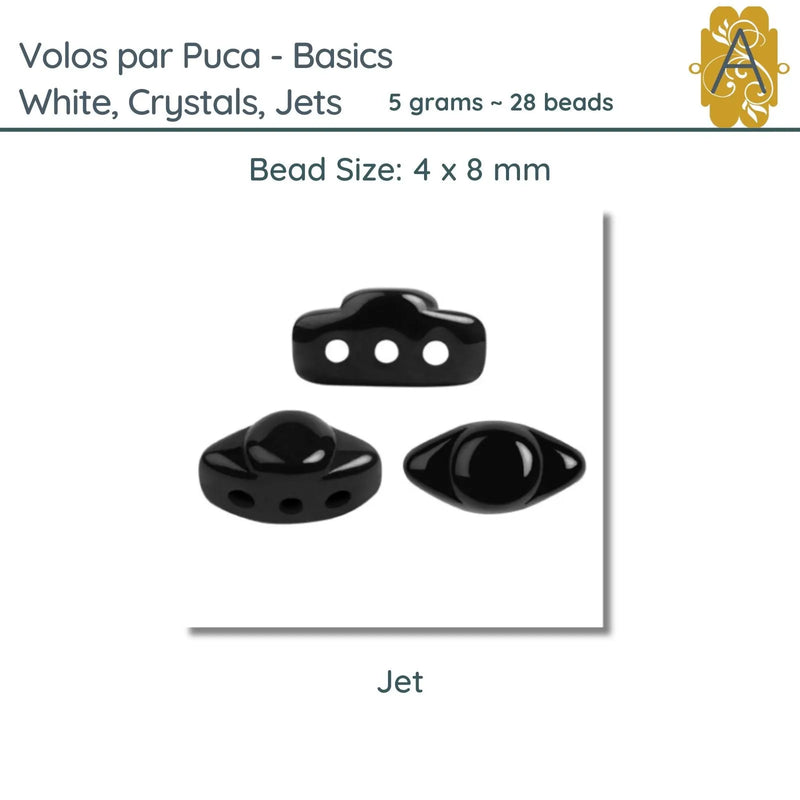 Volos Beads par Puca in The Basics Collection in Jet, 5 grams of beads. - The Argus Collection