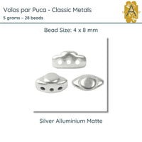 Volos Beads par Puca in Classic Metal Silver Aluminum Color, 5 grams of beads. - The Argus Collection