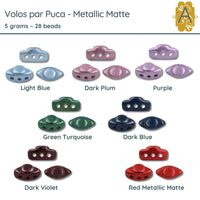 Volos Beads par Puca in 7 Metallic Matte Colors, 5grams of beads. - The Argus Collection