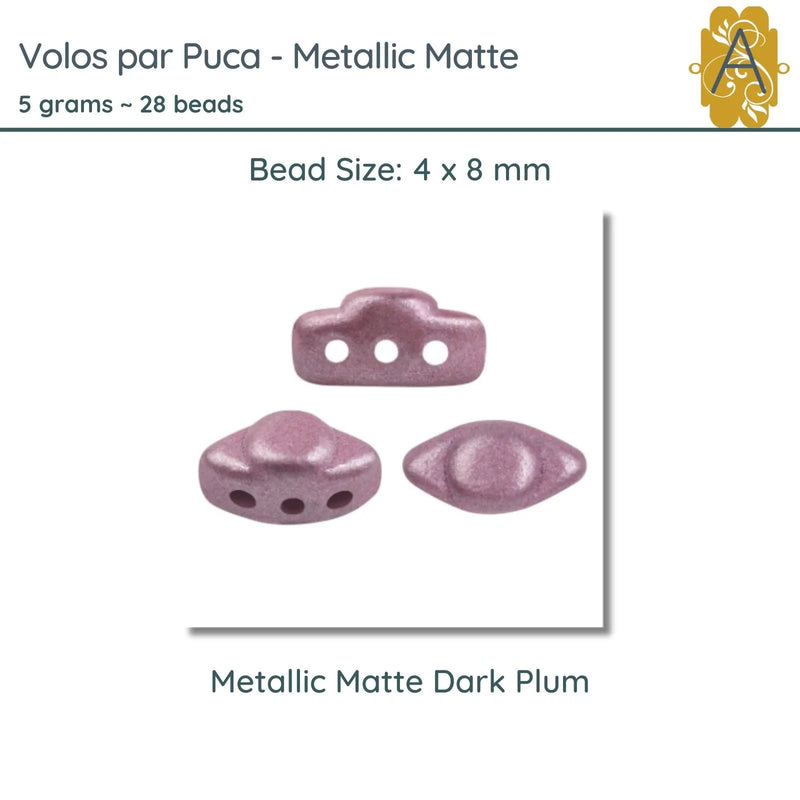 Volos Beads par Puca in Metallic Matte Dark Plum, 5grams of beads. - The Argus Collection