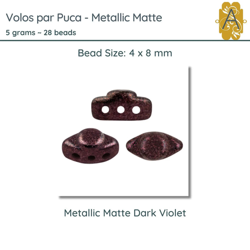 Volos Beads par Puca in Metallic Matte Dark Violet, 5grams of beads. - The Argus Collection