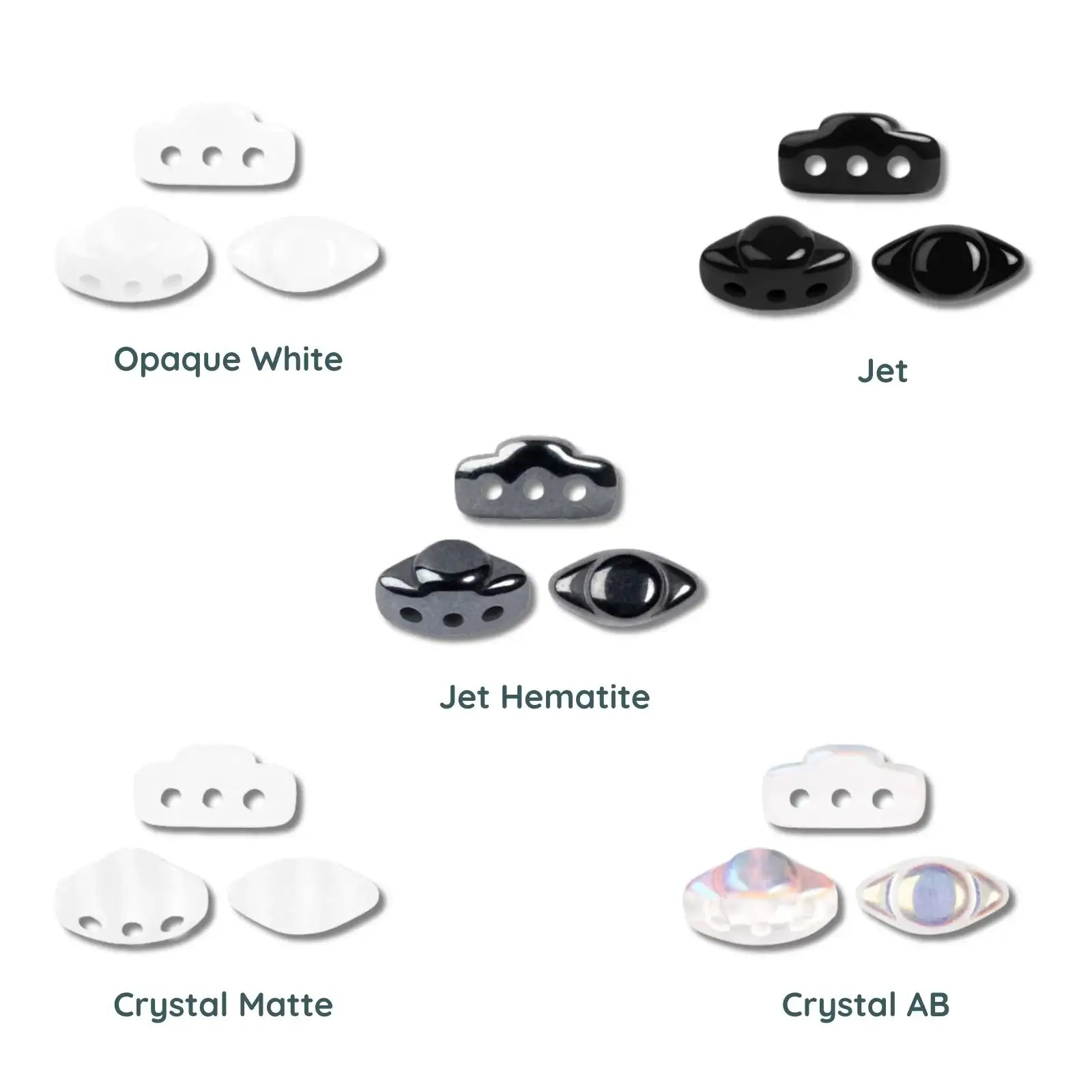 Volos Beads par Puca, White/Jet, 5g & 20g - The Argus Collection