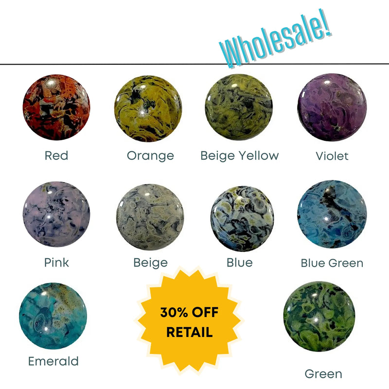 WHOLESALE Cabochons par Puca, 18mm, Black Stony Collection, 10 Colors - The Argus Collection