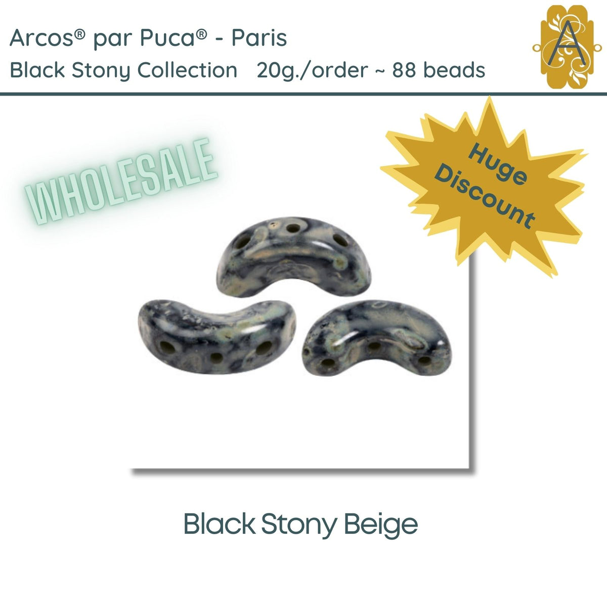 WHOLESALE Arcos par Puca, 20g., Black Stony Collection, 10 Colors - The Argus Collection