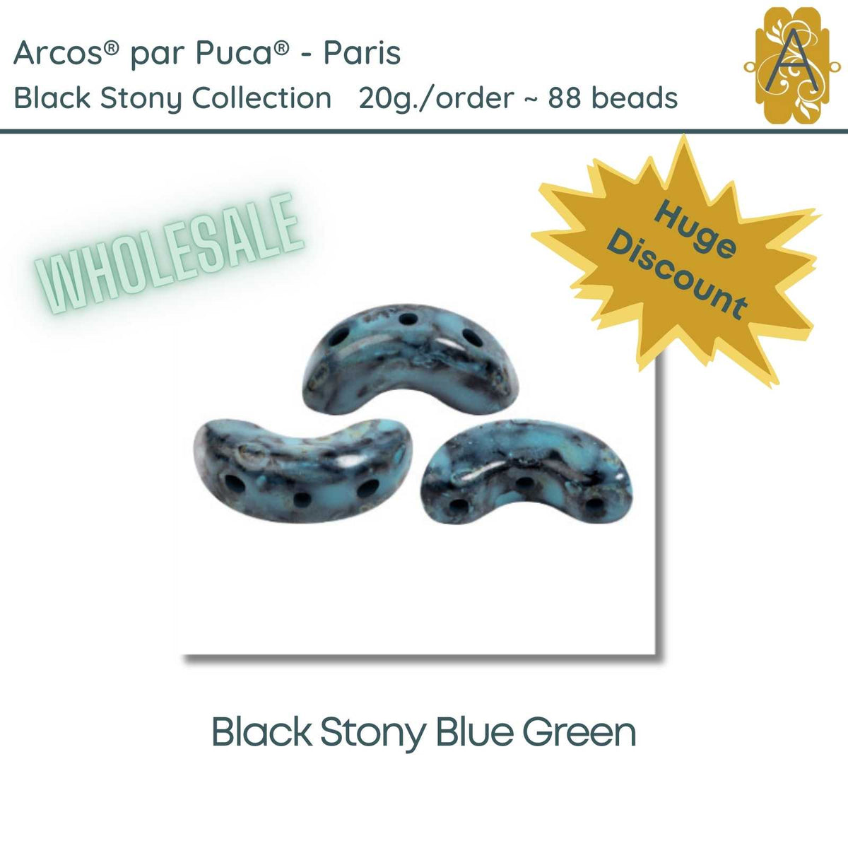 WHOLESALE Arcos par Puca, 20g., Black Stony Collection, 10 Colors - The Argus Collection