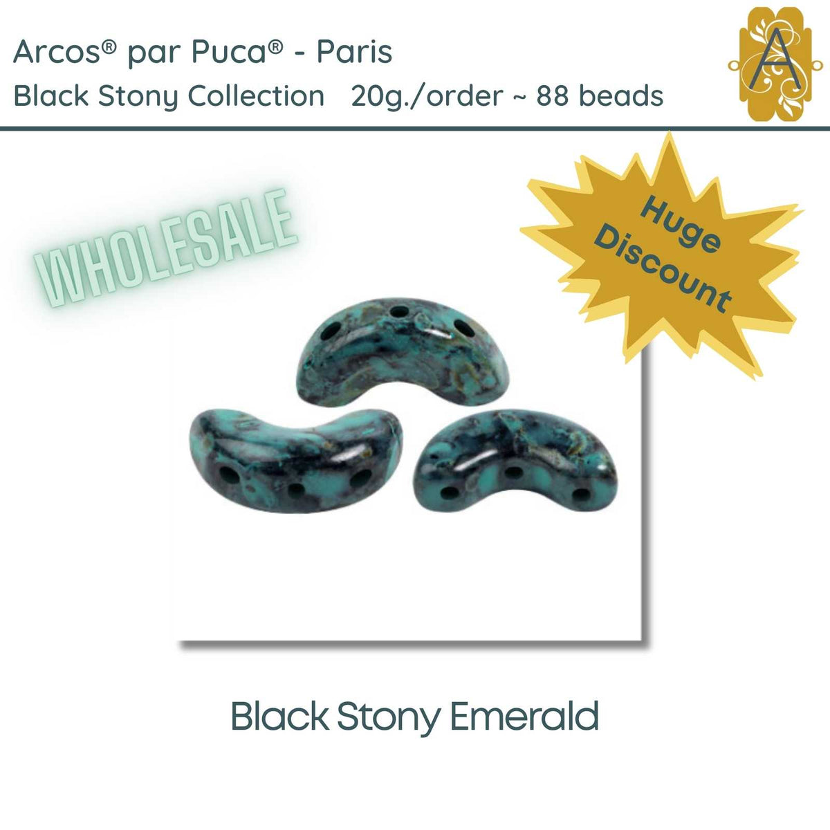 WHOLESALE Arcos par Puca, 20g., Black Stony Collection, 10 Colors - The Argus Collection