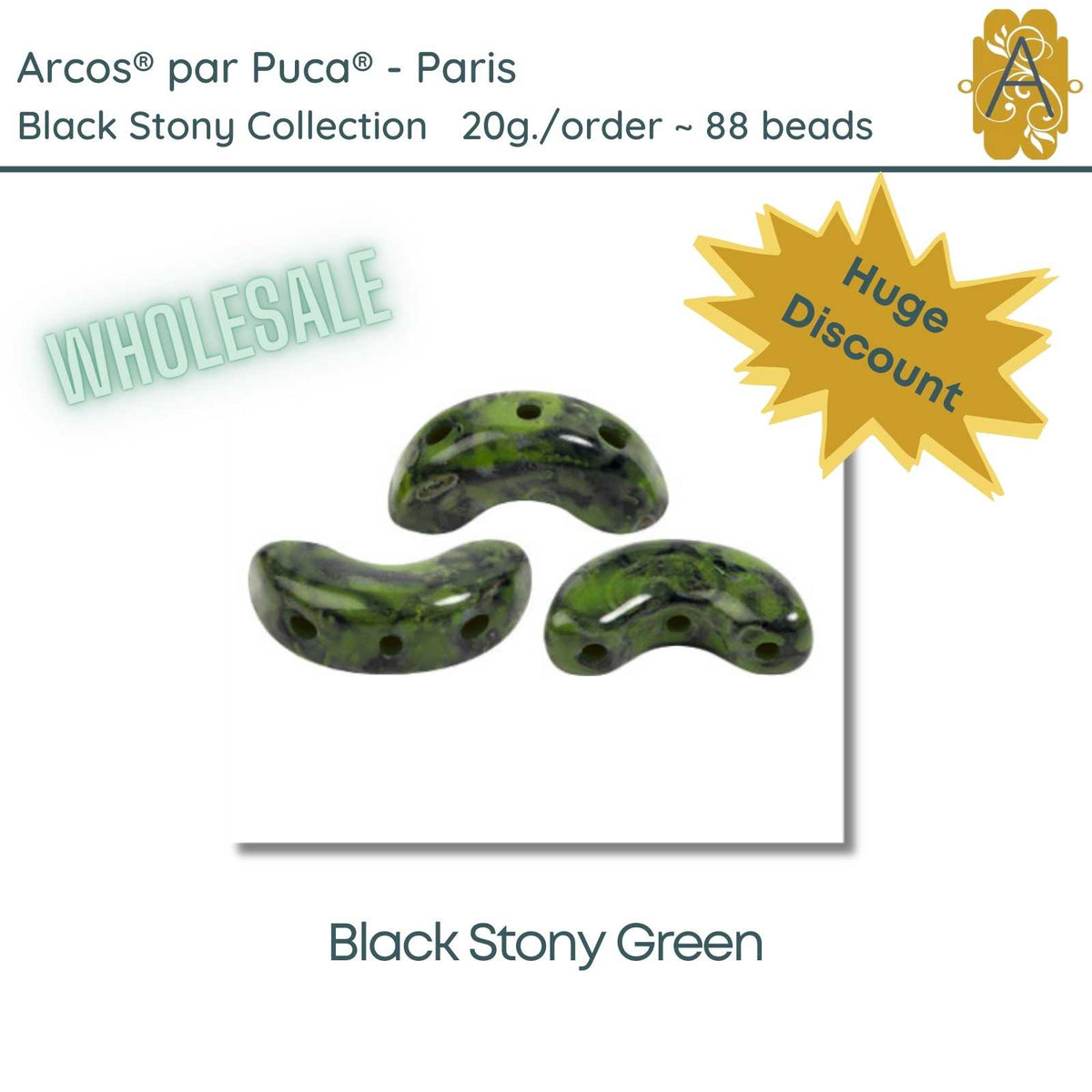 WHOLESALE Arcos par Puca, 20g., Black Stony Collection, 10 Colors - The Argus Collection