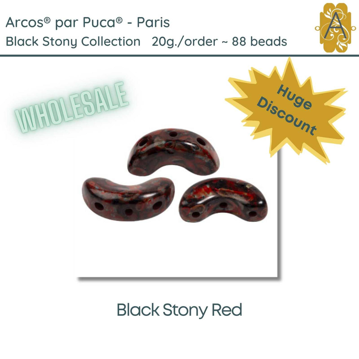 WHOLESALE Arcos par Puca, 20g., Black Stony Collection, 10 Colors - The Argus Collection