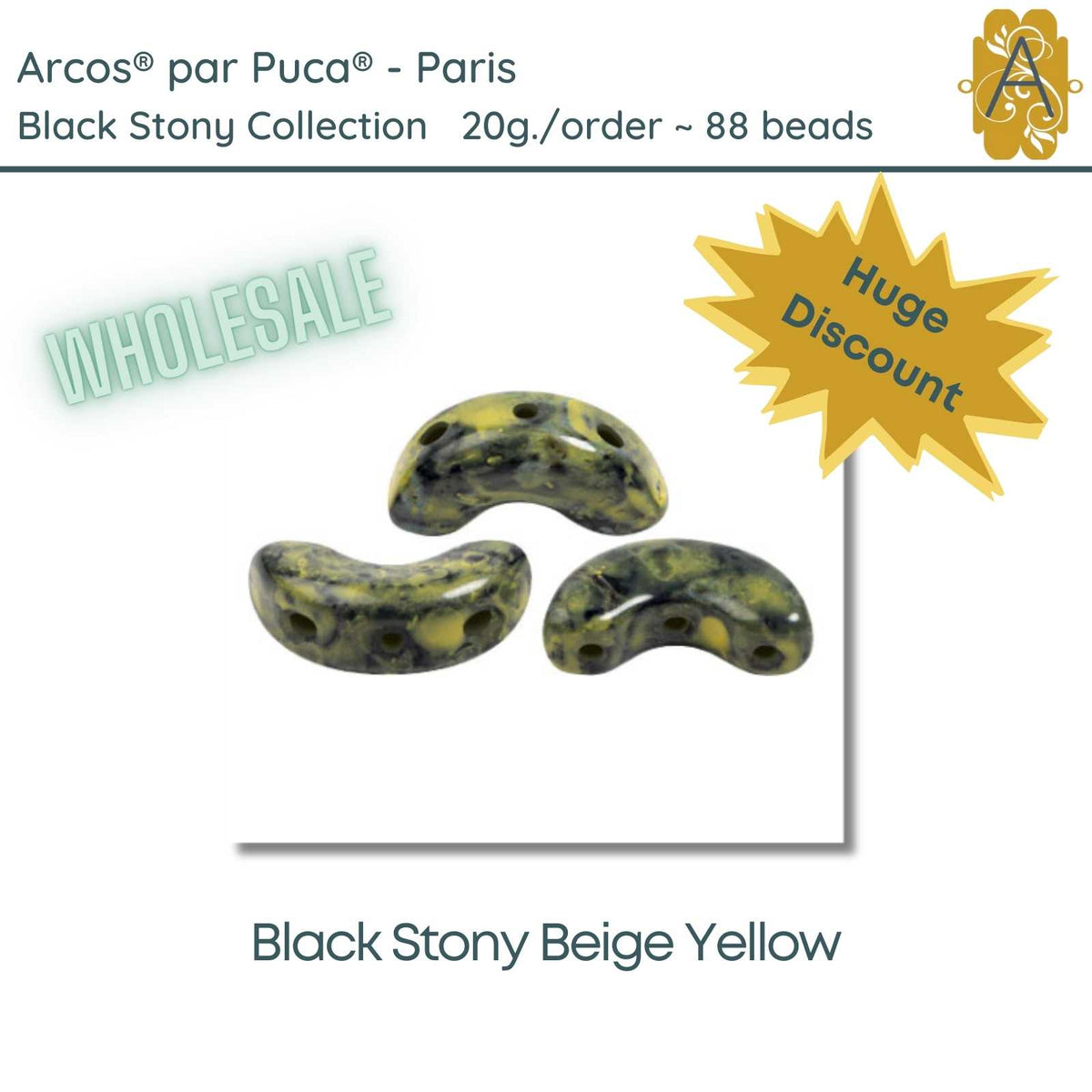 WHOLESALE Arcos par Puca, 20g., Black Stony Collection, 10 Colors - The Argus Collection