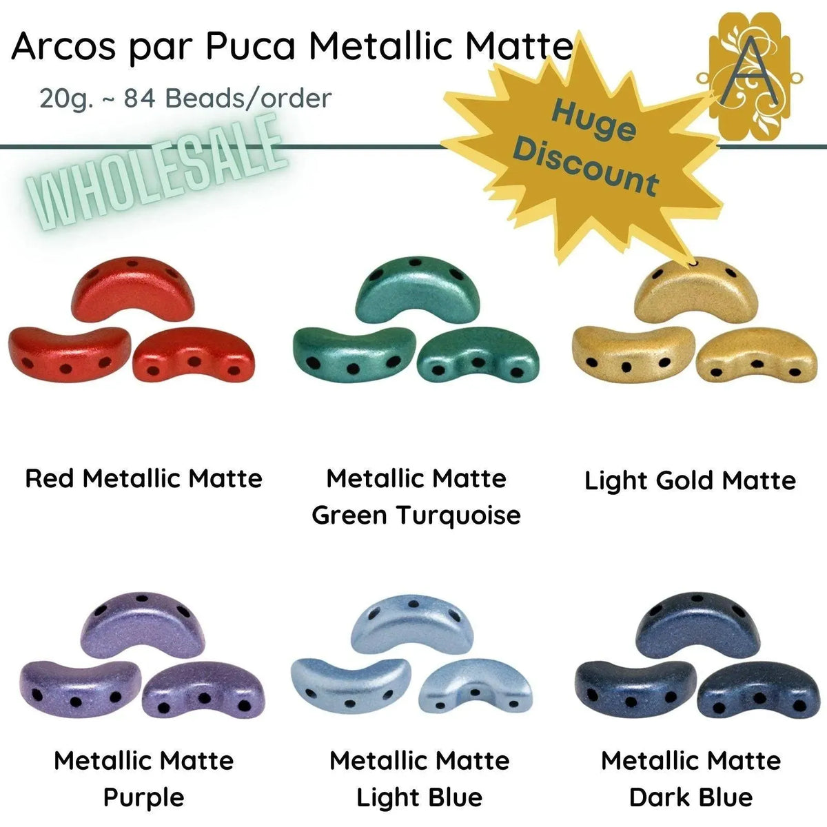 WHOLESALE! Arcos par Puca, Metallic Matte, 20g., 6 colors - The Argus Collection