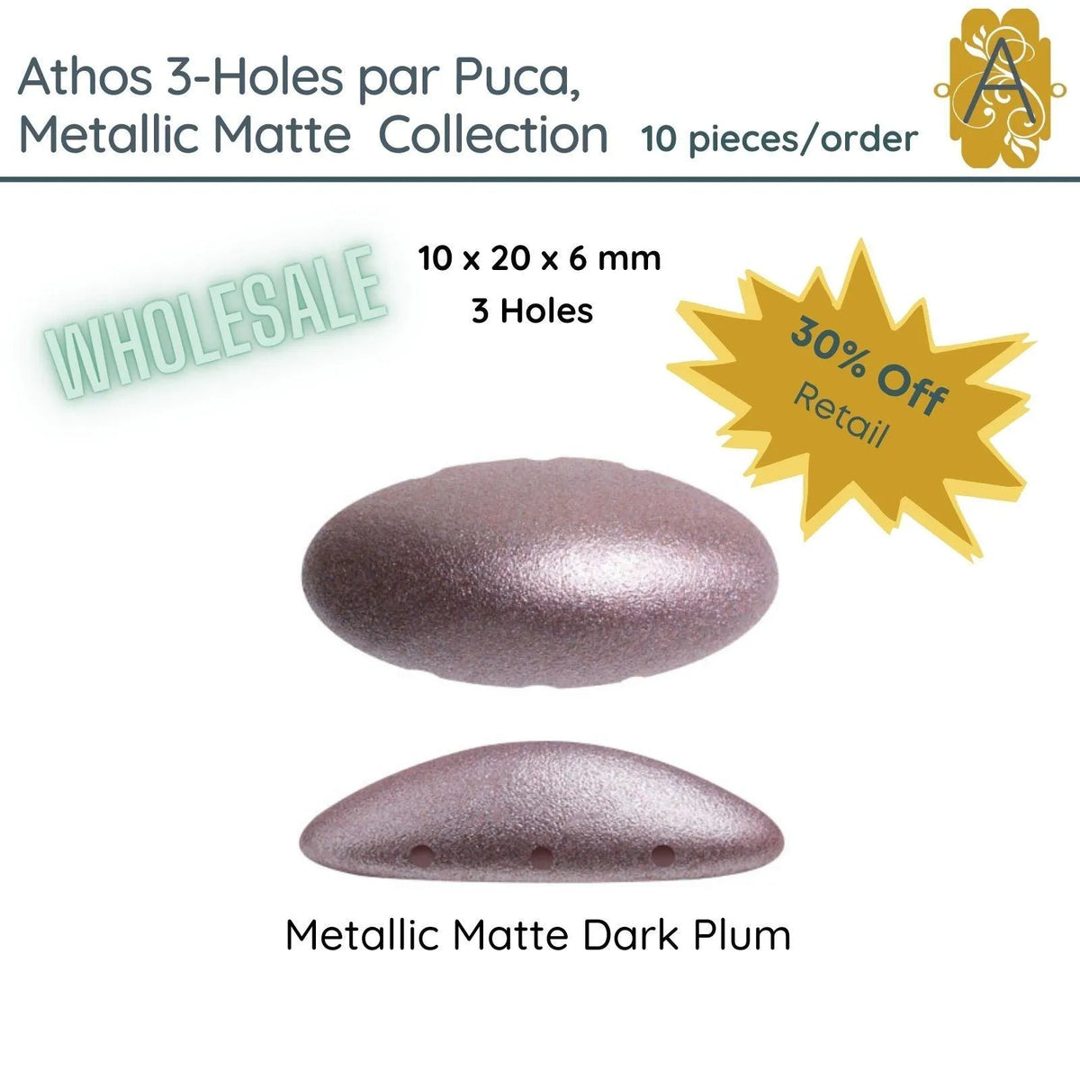 WHOLESALE! Athos 3-Holes par Puca, Metallic Matte Collection, 5 Colors - The Argus Collection