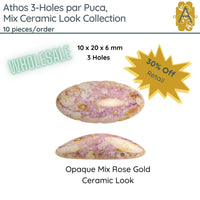 WHOLESALE! Athos 3-Holes par Puca, Mix Ceramic Look Collection, 4 Colors - 10 cabs - The Argus Collection