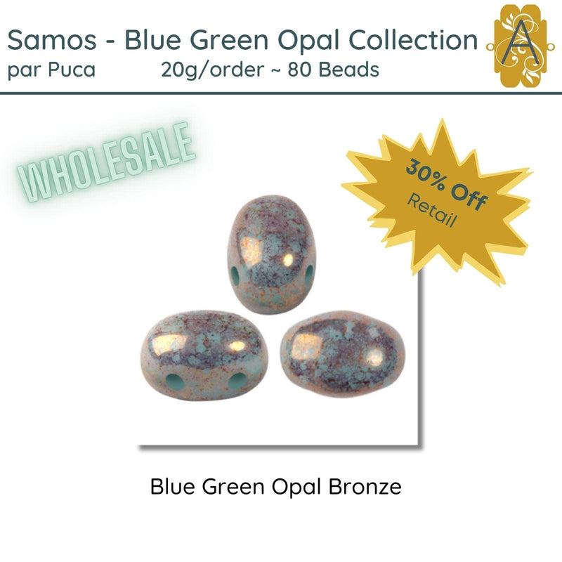 WHOLESALE! Samos par Puca, 20g, Blue Green Opal Collection, 8 Finishes - The Argus Collection