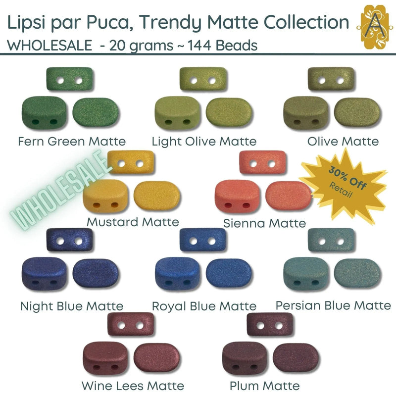 WHOLESALE, Lipsi par Puca, 20g, Trendy Matte Collection, 10 Colors - The Argus Collection