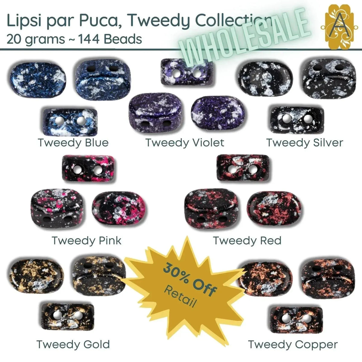 WHOLESALE, Lipsi par Puca, 20g, Tweedy Collection, 7 Colors - The Argus Collection