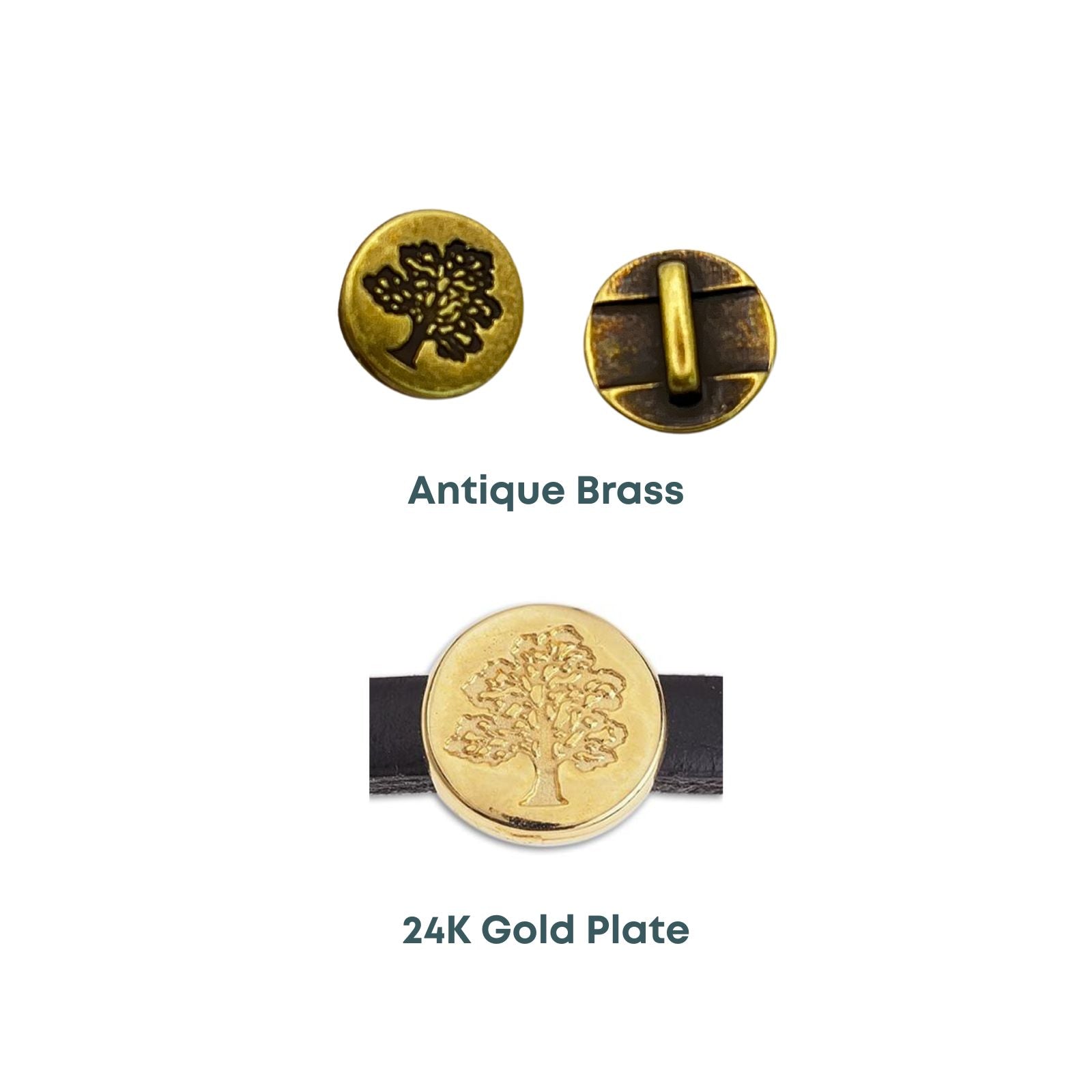 Oak Tree of Life, Sliders for 5mm Flat Leather, 2 pcs & 10 pcs
