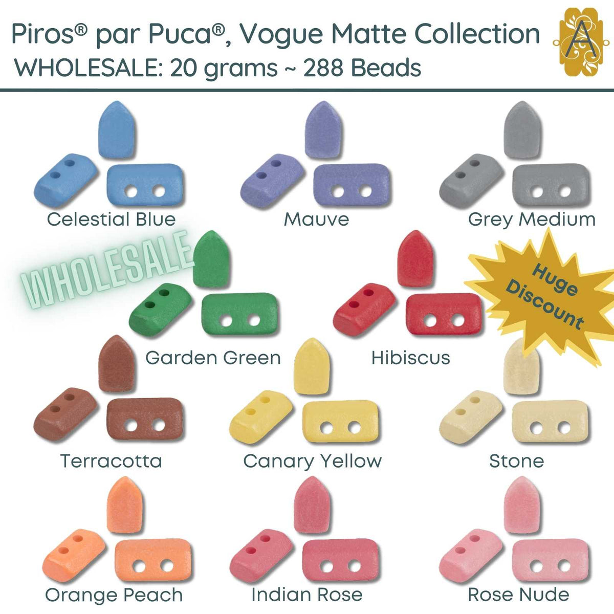 WHOLESALE Piros par Puca, 20g, Vogue Matte Collection, 11 Colors - The Argus Collection