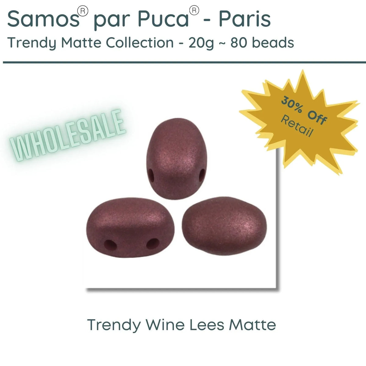 WHOLESALE, Samos par Puca, 20g., Trendy Matte Collection, 10 colors - The Argus Collection