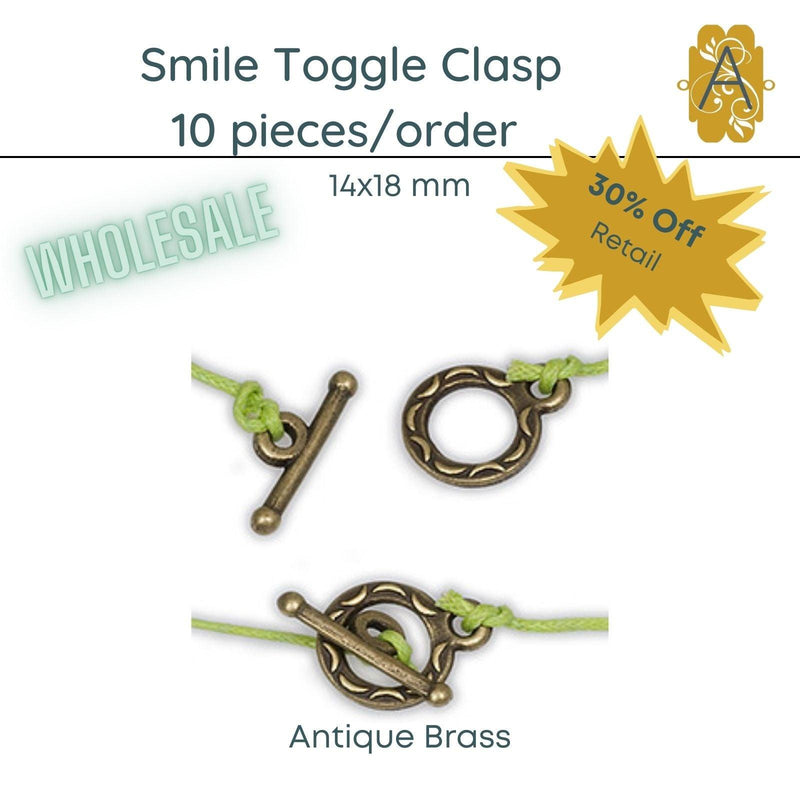 WHOLESALE! Smile Toggle Clasps in 3 Finishes - The Argus Collection