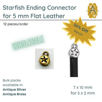 WHOLESALE! Starfish Connector for 5mm Flat Leather, in 2 Finishes - The Argus Collection