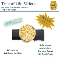 WHOLESALE! Assorted Sliders for 5mm Flat Leather or Cord in 4 Styles, Various Finishes - The Argus Collection