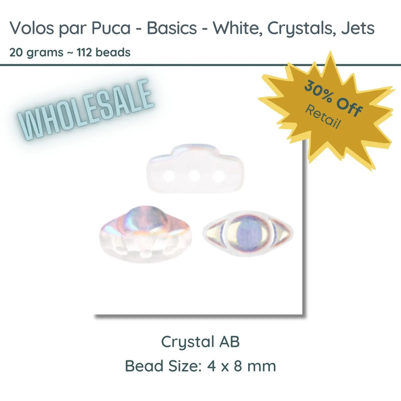 WHOLESALE - Volos Beads par Puca in The Basics Collection in Crystal AB, 20 grams of beads. - The Argus Collection