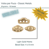 WHOLESALE. Volos Beads par Puca in Light Gold Color, 20 grams of beads. - The Argus Collection