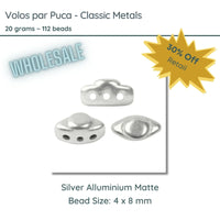 WHOLESALE. Volos Beads par Puca in Silver Aluminum Matte Color, 20 grams of beads. - The Argus Collection