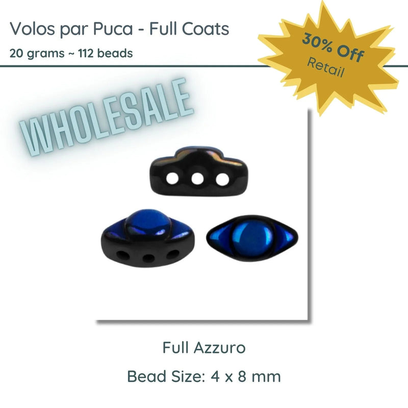 WHOLESALE. Volos Beads par Puca in Full Azzuro Color, 20 grams of beads. - The Argus Collection