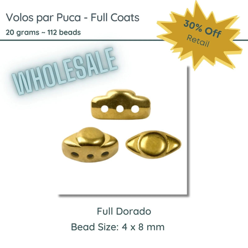 WHOLESALE. Volos Beads par Puca in Full Dorado Color, 20 grams of beads. - The Argus Collection