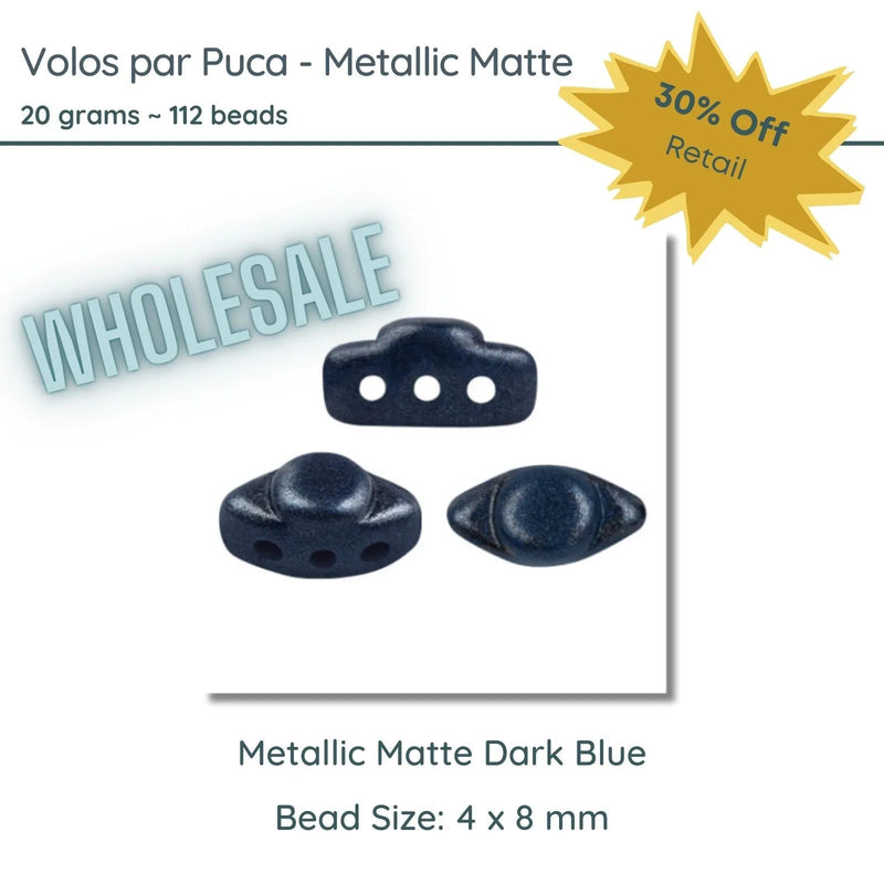 WHOLESALE Volos Beads par Puca in Metallic Matte Dark Blue - 20g - The Argus Collection