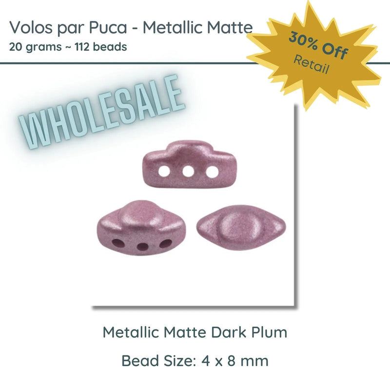 WHOLESALE Volos Beads par Puca in Metallic Matte Dark Plum - 20g - The Argus Collection