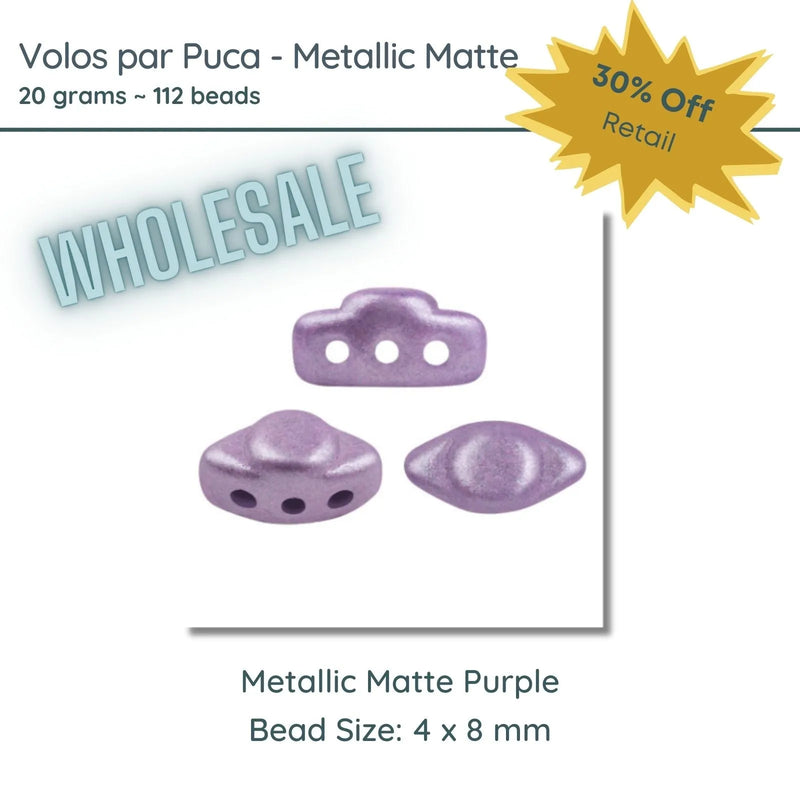 WHOLESALE Volos Beads par Puca in Metallic Matte Purple - 20g - The Argus Collection