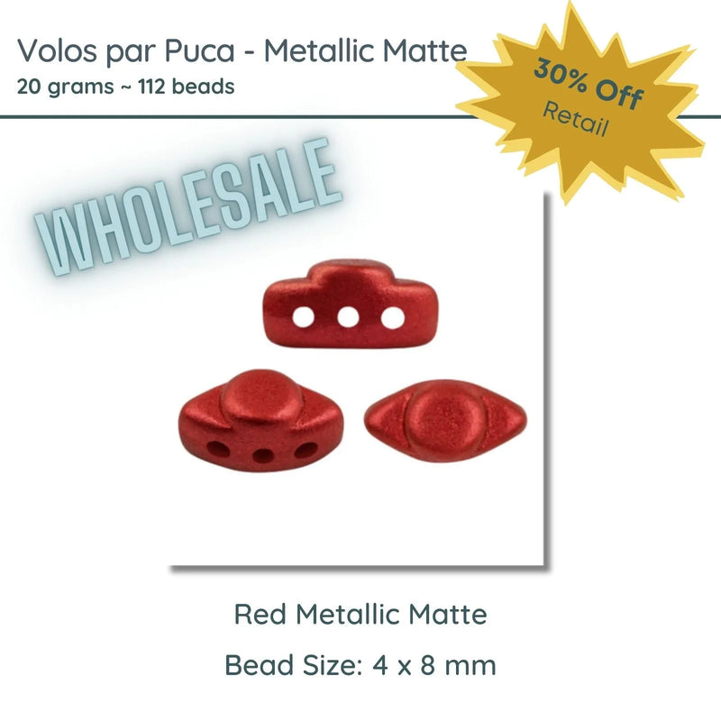 WHOLESALE Volos Beads par Puca in Metallic Matte Red - 20g - The Argus Collection