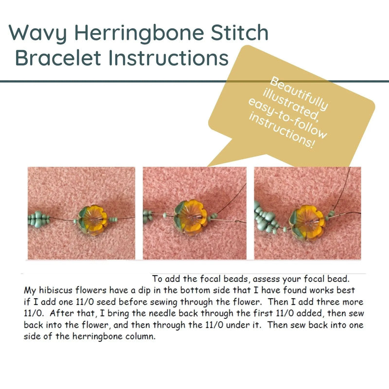 Wavy Herringbone Stitch Bracelet Pattern - The Argus Collection