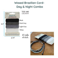 Knot-It®, Waxed Brazilian Cord, Combo Packs, 60 yards, 4 Combos, + 1 All-Black - The Argus Collection